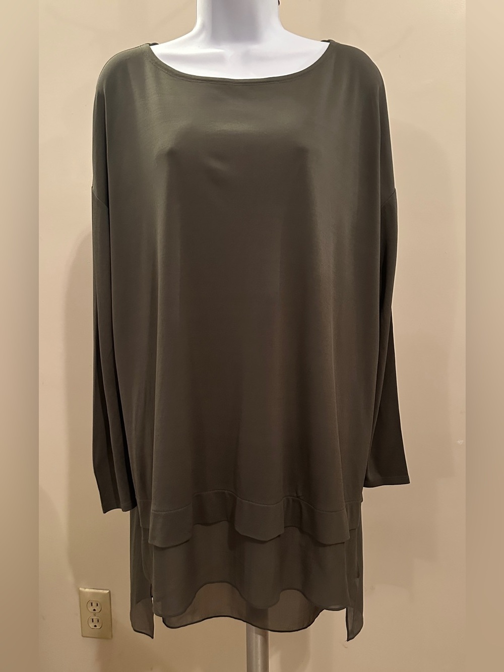 Eileen Fisher Olive Green Layered Tunic